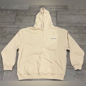 Balenciaga Medium Fit Logo Hoodie Sweater Beige Small S